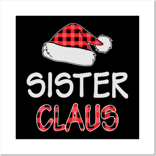 Red Plaid Santa Hat Sister Claus Matching Family Christmas Gift Posters and Art